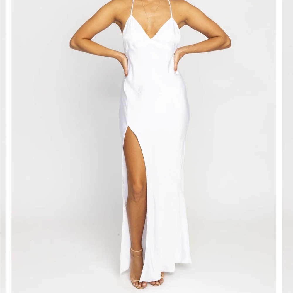 RESA White Midi Dress with Slit